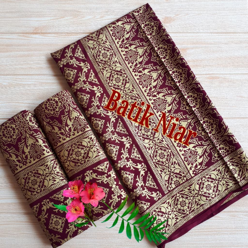 kain batik full prada emas niar songket palembang
