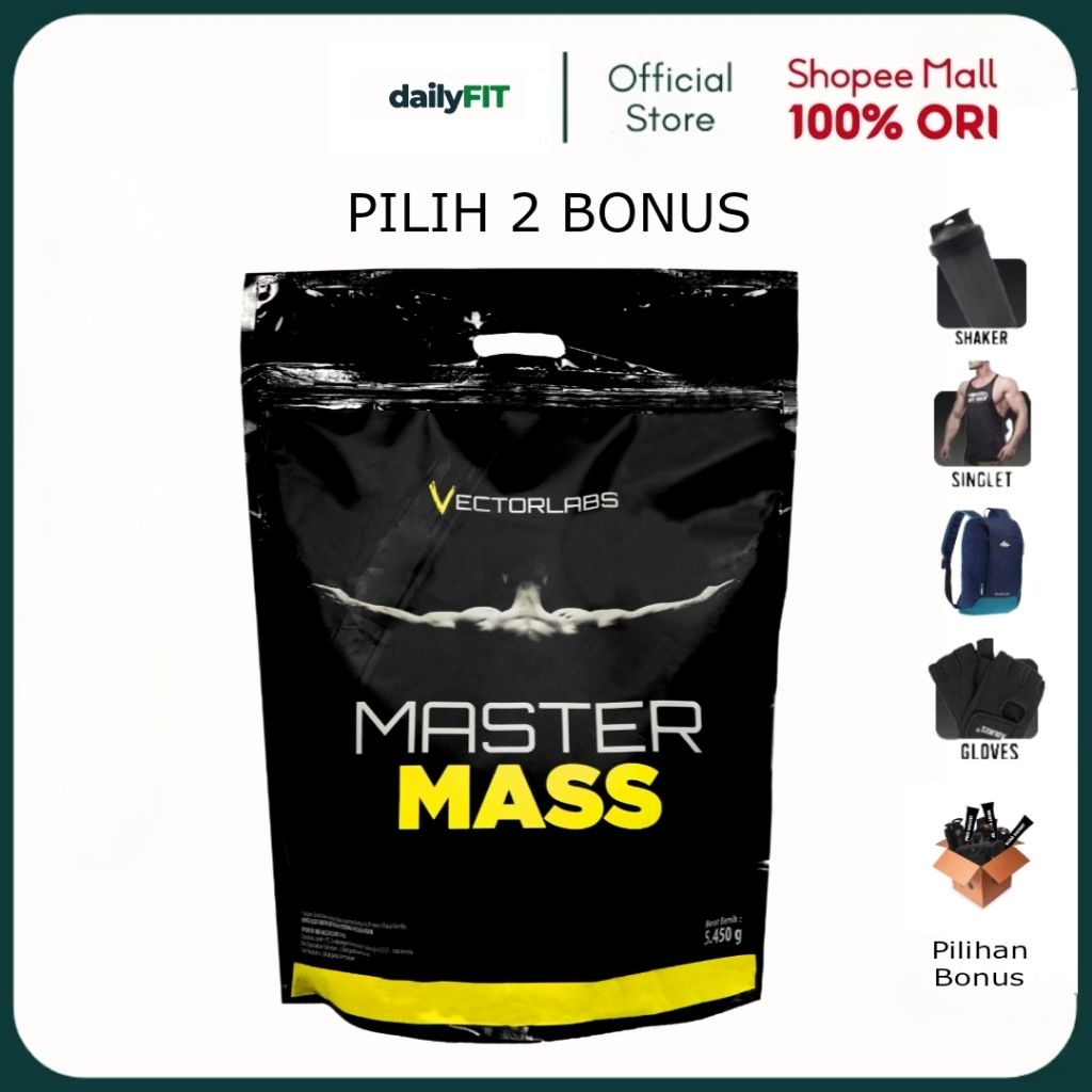 Vectorlabs Master Mass 12 lbs 5400gram Susu Whey Protein Gainer Penambah Berat Badan