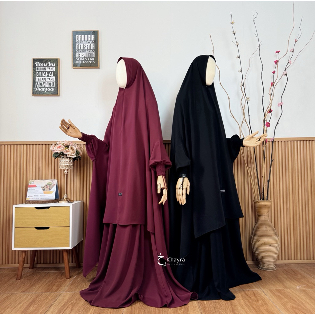 SET KHIMAR BATWING SMOCK BASIC BY KHAYRA MUSLIMAH
