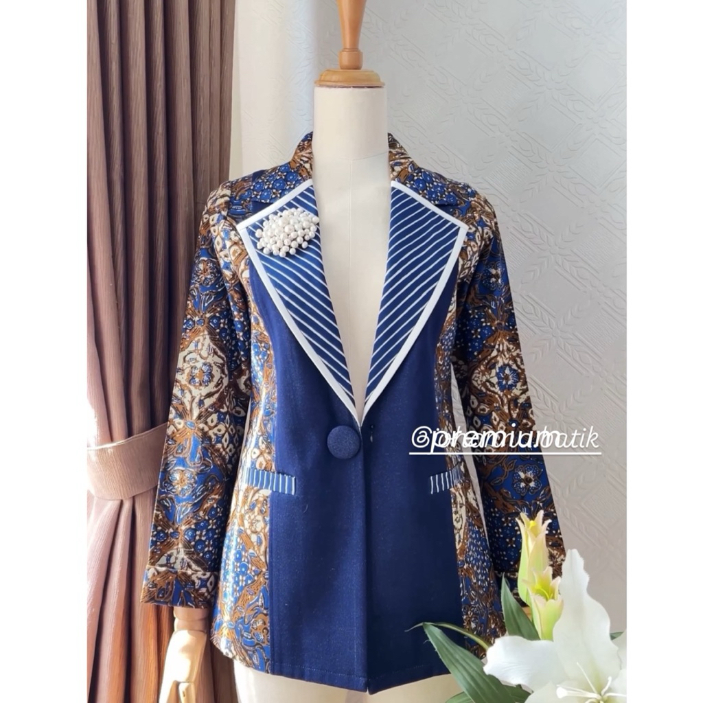BLAZER BATIK WANITA BAHAN KATUN PREMIUM
