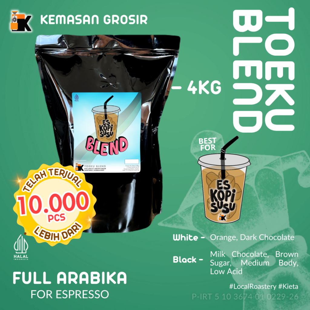 

Kieta Roastery - Biji Kopi Toeku Blend 100% Arabika Untuk Kopi Susu 4kg / Bubuk Arabica Roasted Coffee Bean House Blend