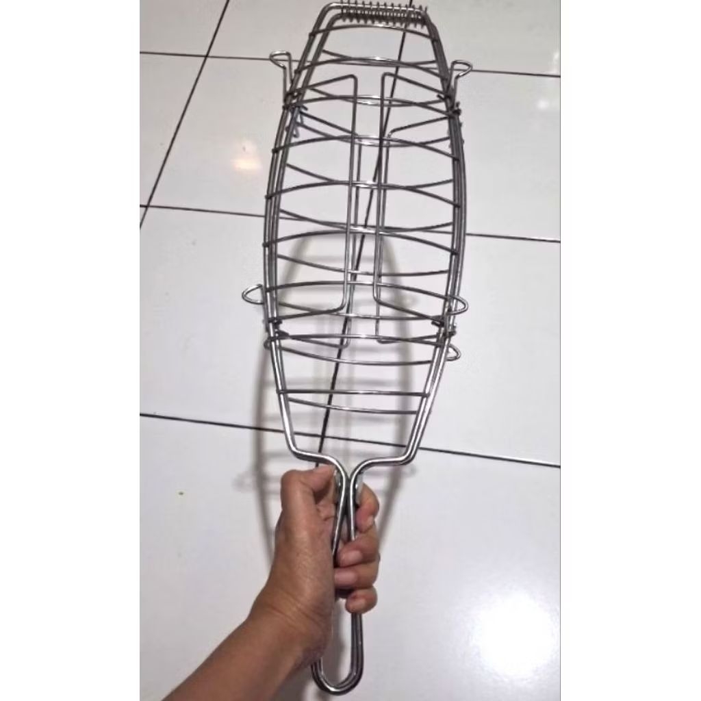 alat penjepit panggangan bakar ikan jumbo barbeque preloved