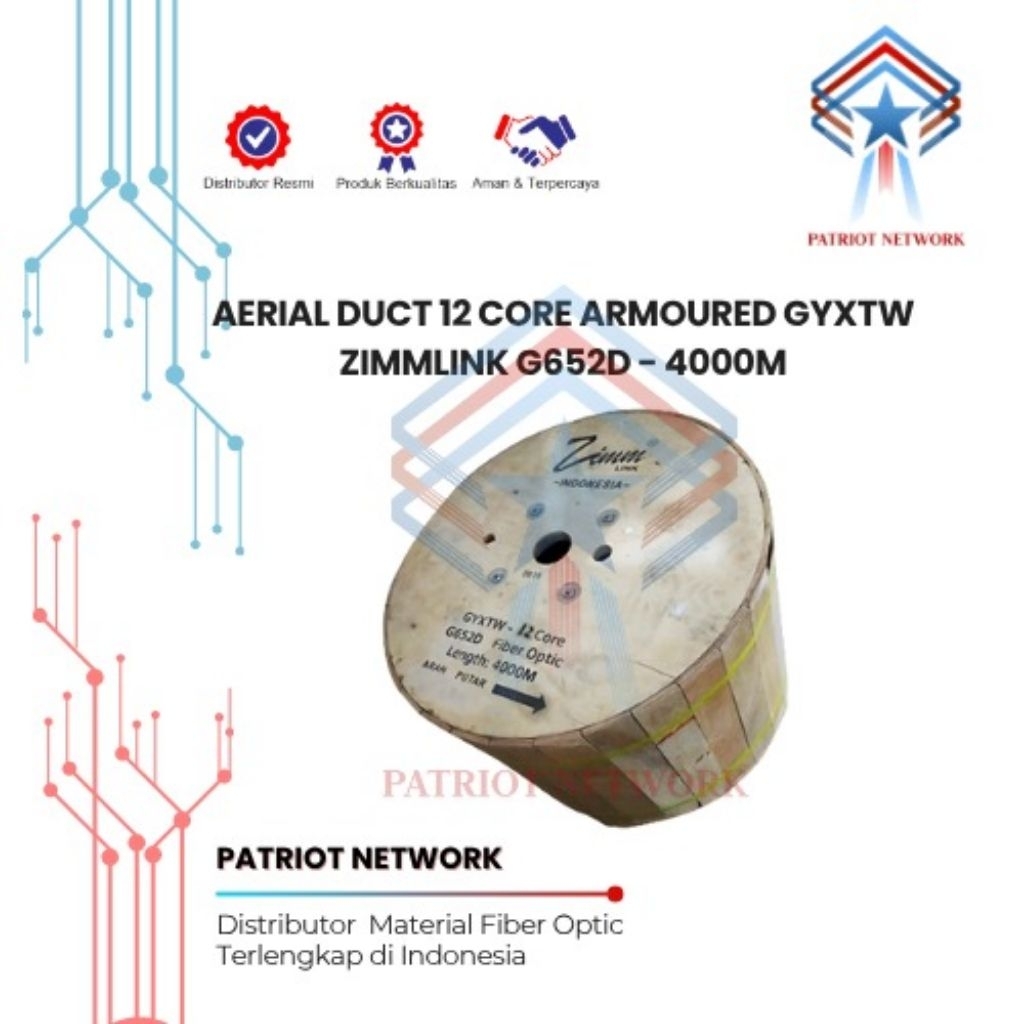 AERIAL DUCT 12 CORE ARMOURED GYXTW ZIMMLINK 2000M KABEL FIBER OPTIK