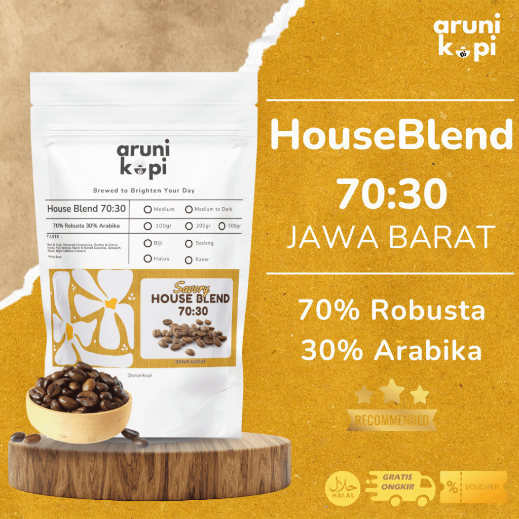 

House Blend Kopi Susu (70:30) - Robusta Arabika | Espresso & Es Kopi Susu Kekinian Aruni Kopi