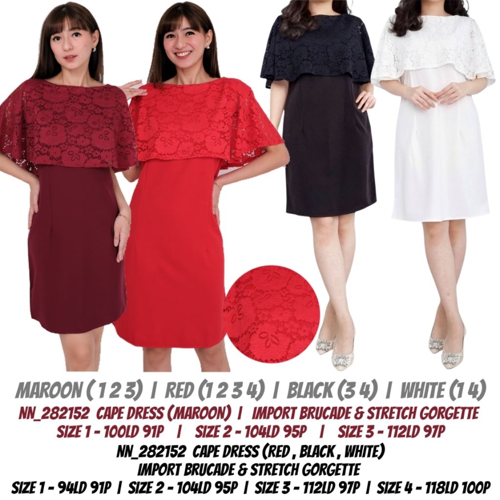 Dress midi wanita brukat import BIG SIZE natal & imlek 282152