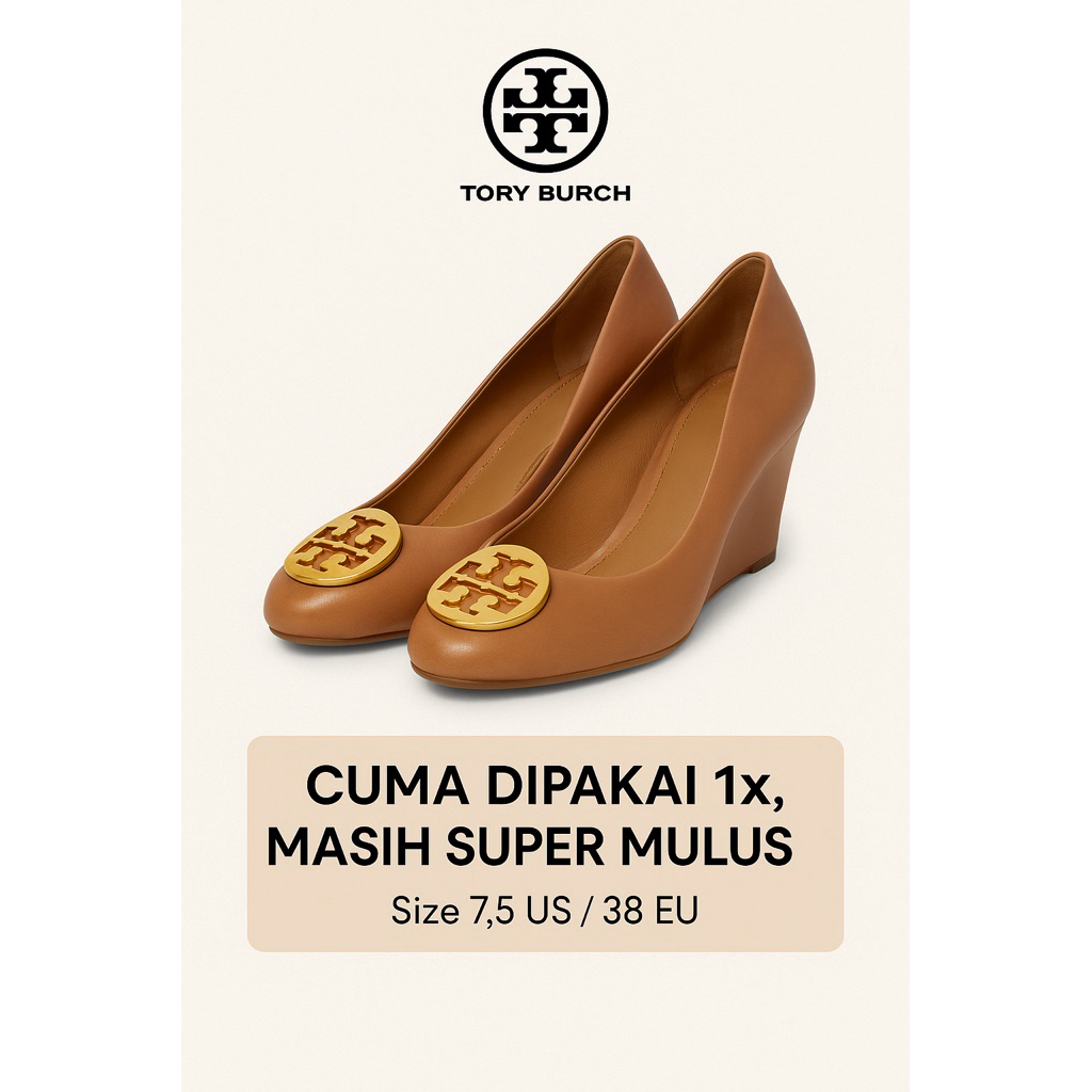 preloved tory burch wedges | sepatu wedges | sendal tory burch