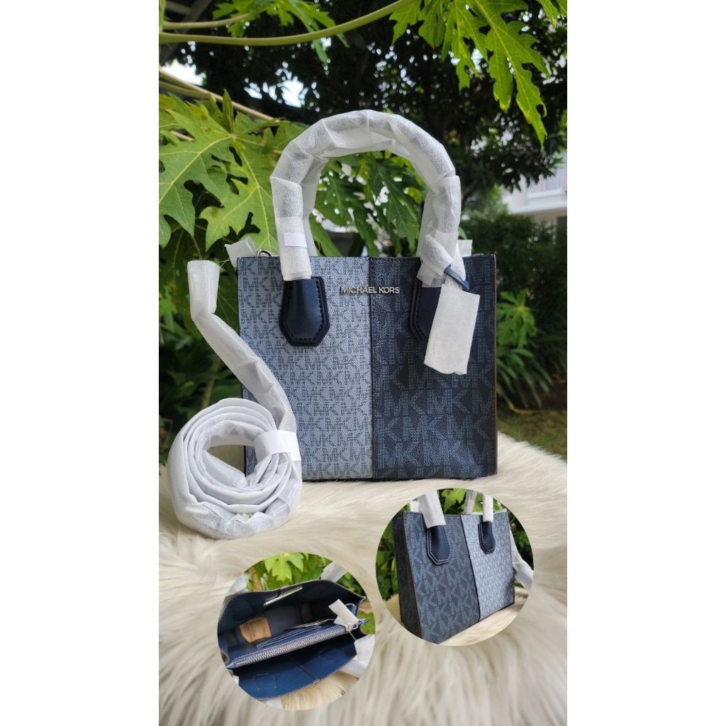 mk Mercer med satchel sign blue navy multi n