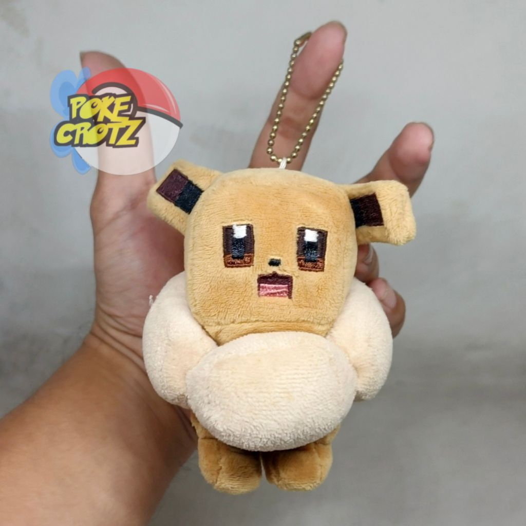 Boneka Pokemon Center quest Original Mascot Eevee plush keychain gantungan kunci 13cm