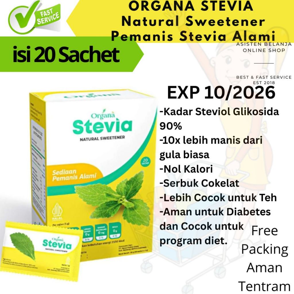 

Organa Steviol isi 25 Organa Stevia isi 20 Natural Sweetener Pemanis Alami Gula Nol Kalori