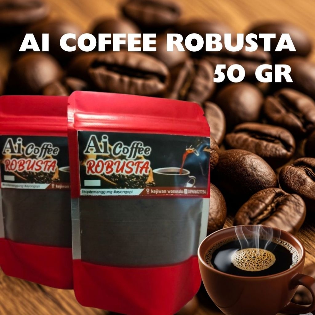 

Bubuk Kopi "AI Coffee Robusta" 50 gram kopi asli dari Temanggung