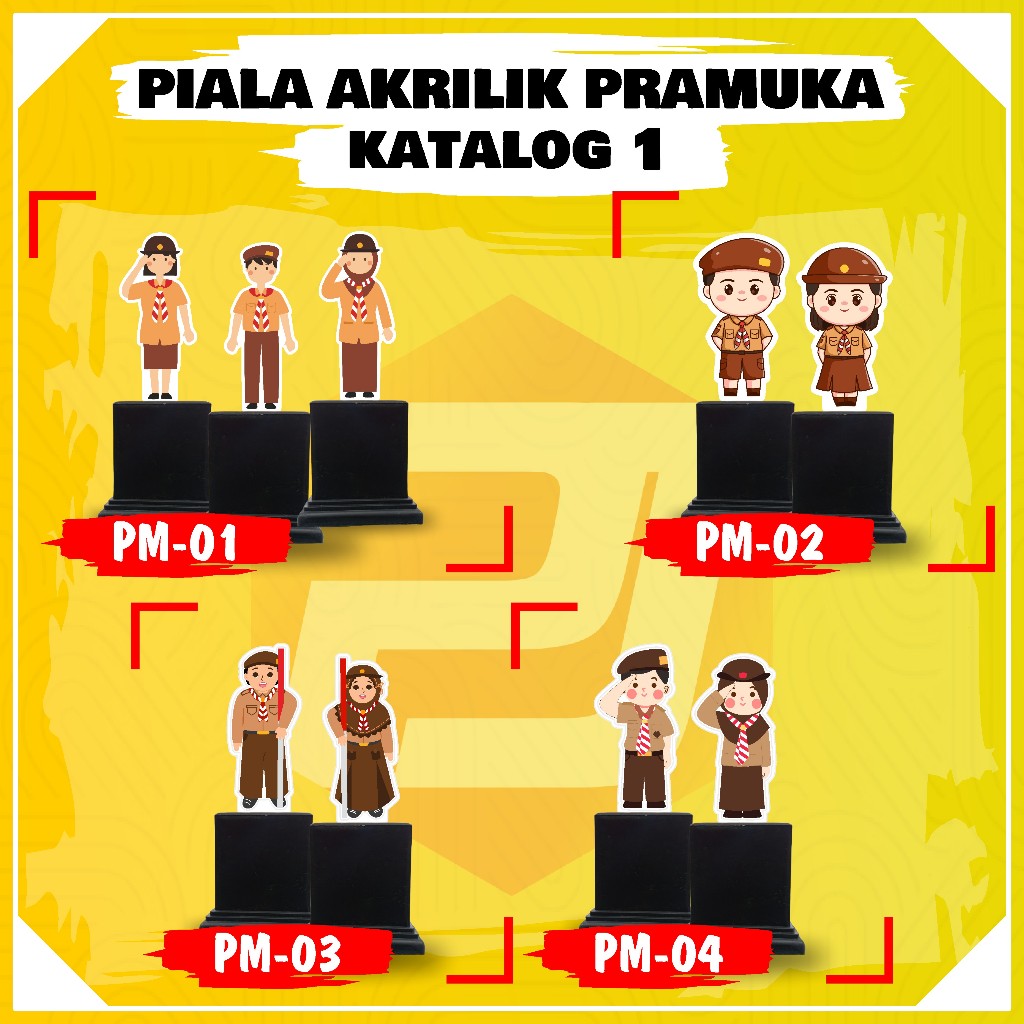 [COD] PIALA AKRILIK PRAMUKA STIKER TEMPEL DEPAN TATAKAN PLASTIK, TATAKAN KAYU TANPA MINIMAL ORDER| P