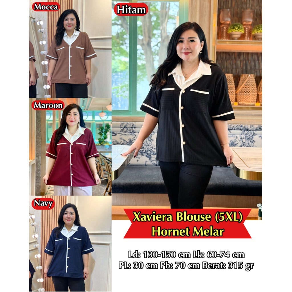 FINA BIGSIZE - (XAVIERA BLOUSE JUMBO) ATASAN WANITA JUMBO BIGSIZE KEKINIAN