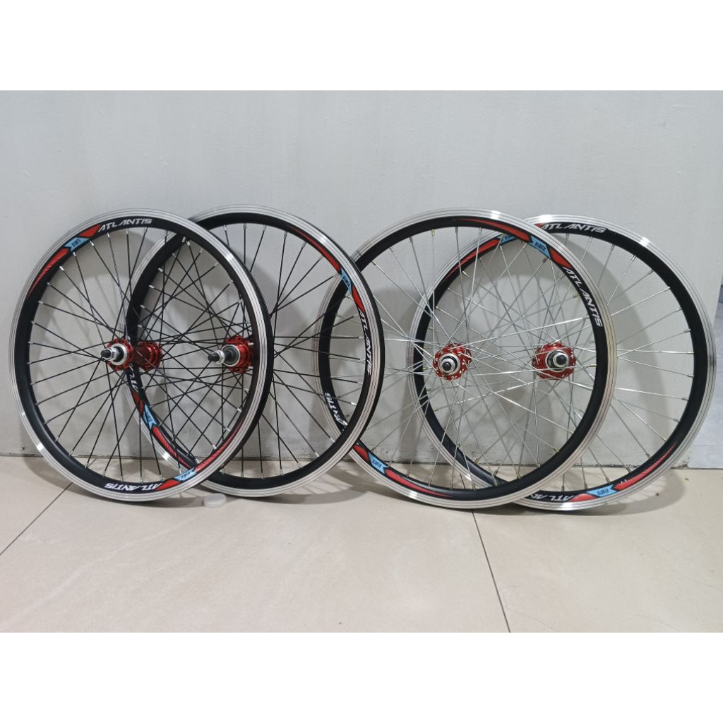 Wheel Set Atlantis Hub Merah Alloy Wheel set 20 x 175 Hub Merah Alloy 36 Hole  Velg Jadi Pelk Jadi 2