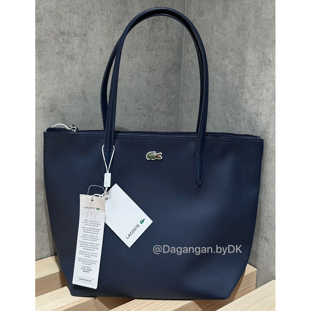 Tas Tote Bag Lacoste Original 100% Biru Navy ( Small Size )