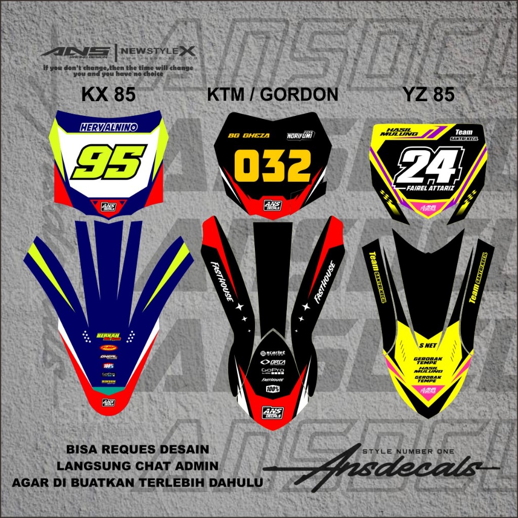 Stiker Papan Nomor Dan Sticker Spakbor Depan Kx 85 Spakbor Yz 85 New Stiker Decal Papan Nomer Ktm 25