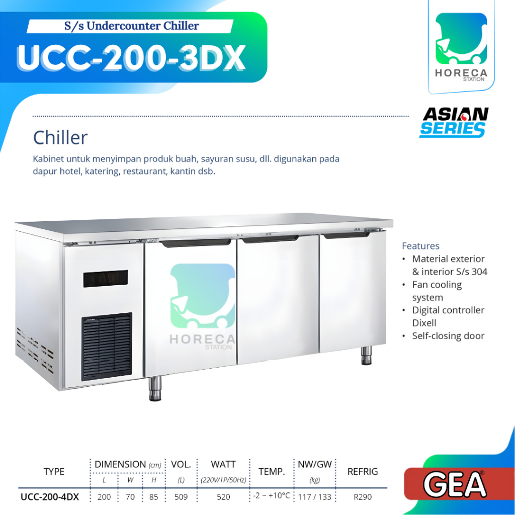 GEA S/S Undercounter Chiller UCC-200-4DX / UCC 200 4DX / UCC200 4DX
