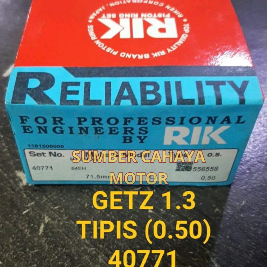 ring piston seher 40771 hyundai getz gets 1.3cc Tipis size 0.50