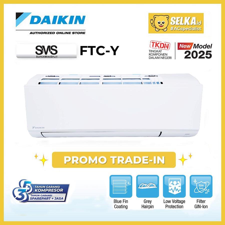 DAIKIN FTC50YV14 + PASANG AC SPLIT 2 PK SUPER MINI SPLIT STANDARD