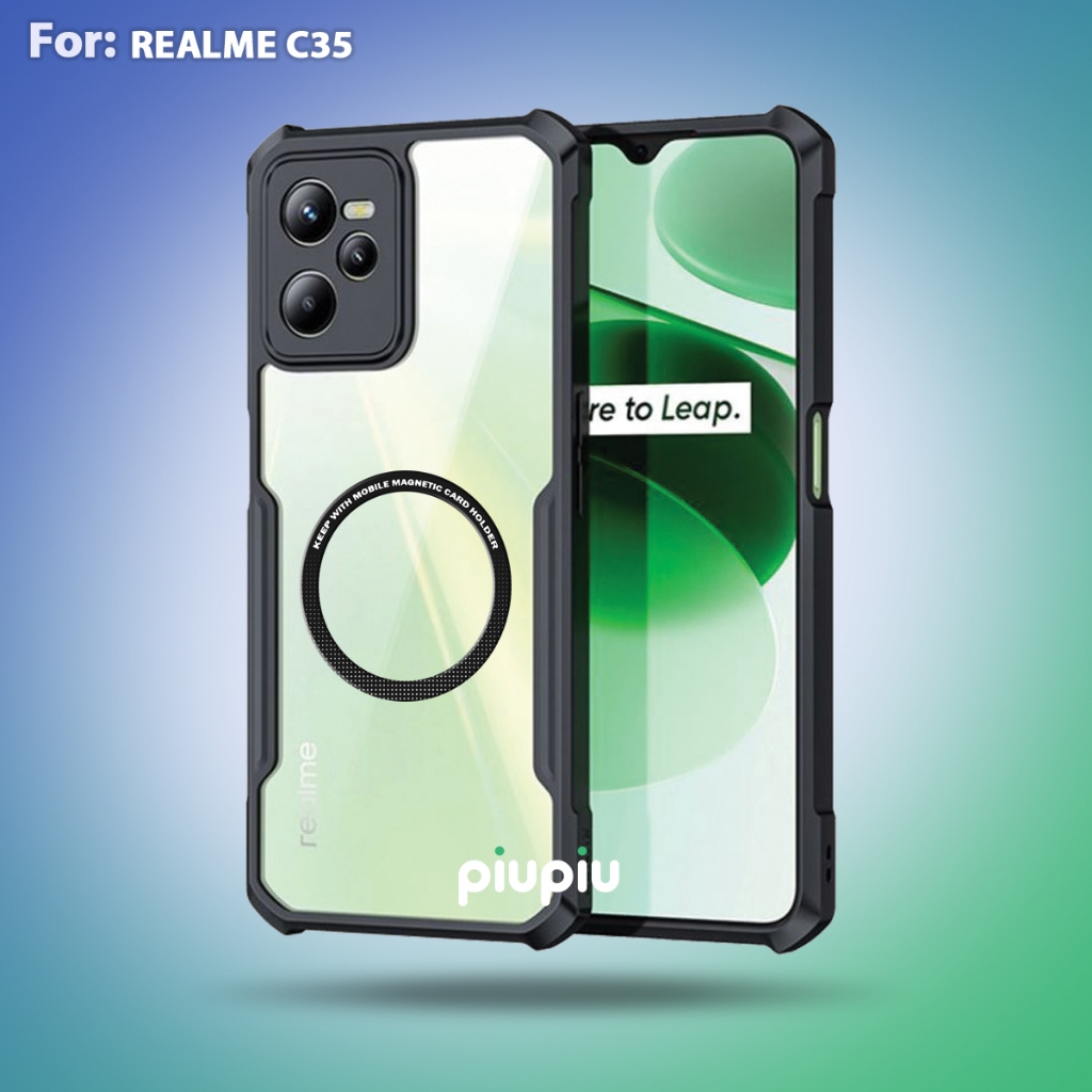 Case Realme C35 Casing Transparan With Ring Magnetic