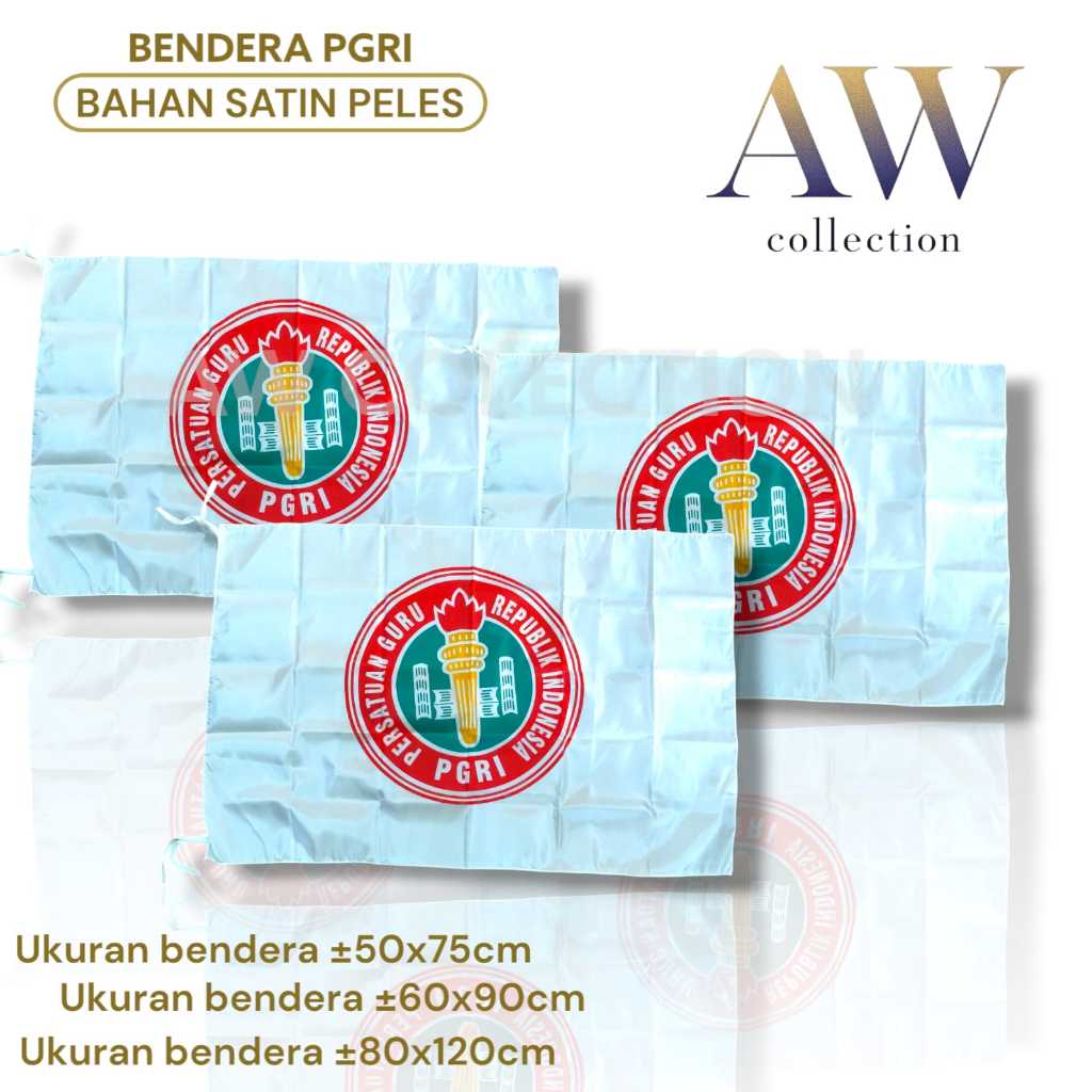 Bendera PGRI / Bendera PGRI berbagai ukuran / Bendera kain bahan satin peles
