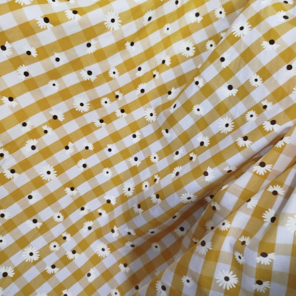 Kain Katun Poplin Floral Mini Premium – Cocok untuk Gamis, Dress,Kemeja & Baju Anak - Kain Katun Pop