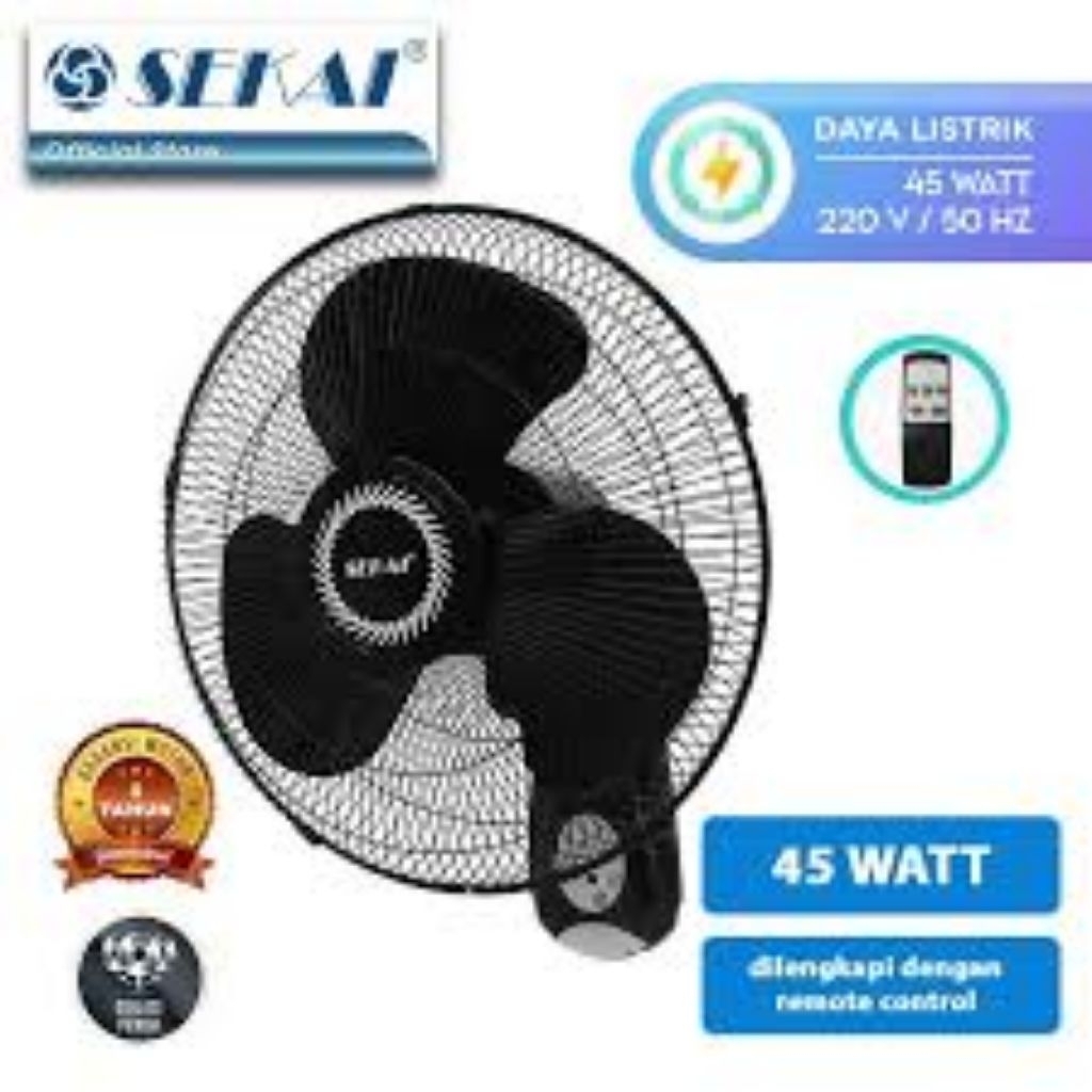 kipas sekai wfn 1628 R kipas angin dinding 16in + remote