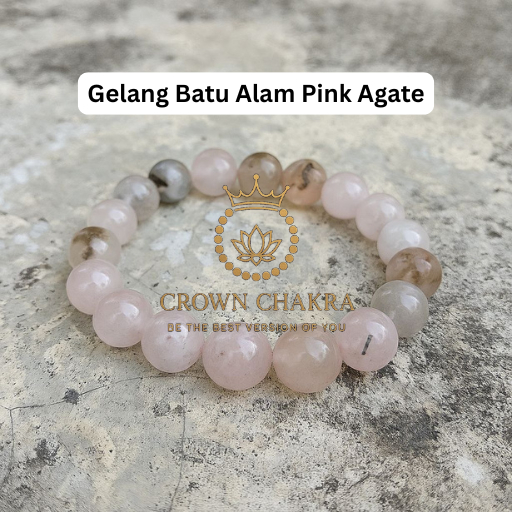 Gelang Batu Alam Asli Pink Agate