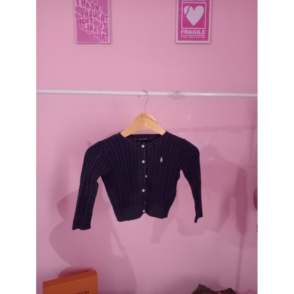 PRELOVED RALPH LAUREN CARDIGAN CABLE KNIT NAVY HUNTER ORIGINAL