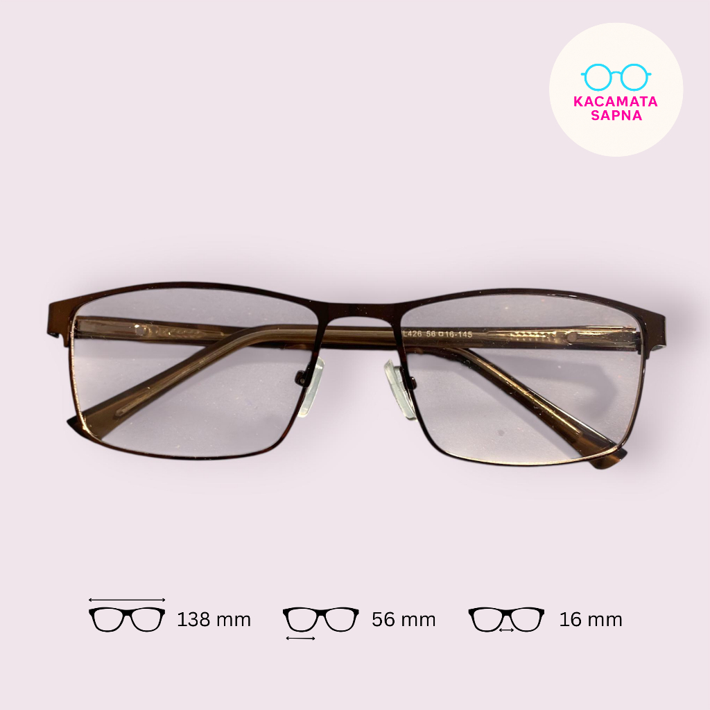 [SAPNA] Kacamata Pria Logan | Frame Besi Bronze Kotak untuk Pria