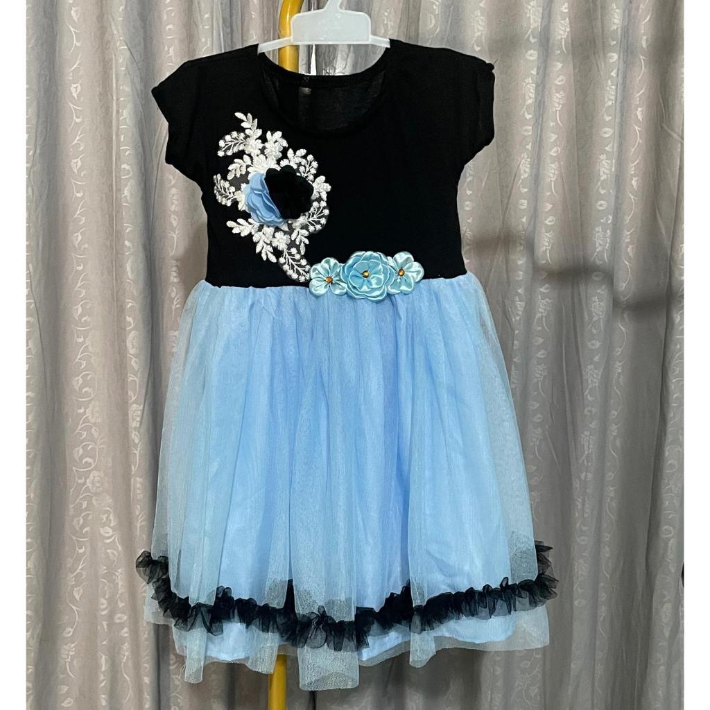 Keanokids Dress Anak Korea Hitam Biru 5-6 Tahun