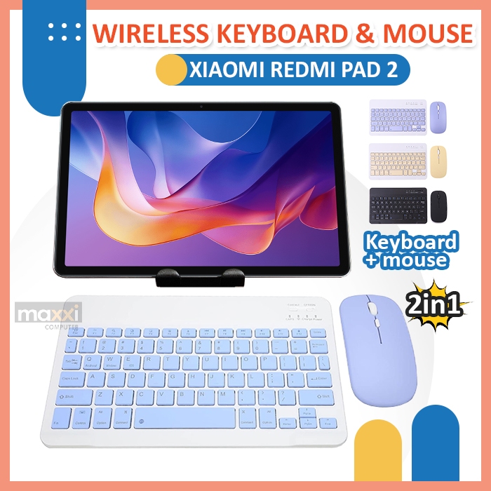 Keyboard dan Mouse untuk Tablet Xiaomi Redmi Pad 2 11 Inch Tab 11" 2025 Wireless Bluetooth Blutooth 
