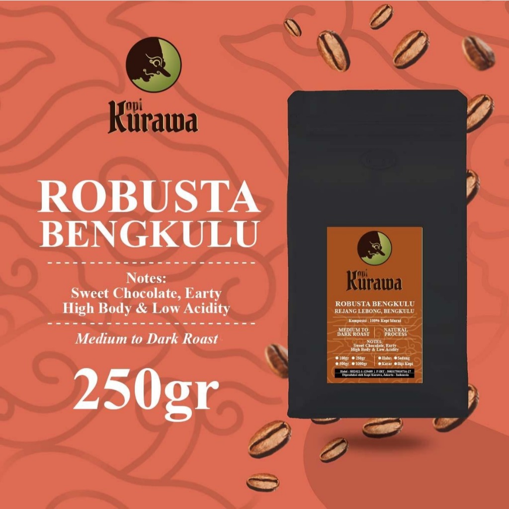 

Kopi Robusta Bengkulu 250gr Sumatera Coffee Bean Espresso Biji Bubuk 250 gr Blend Coffee Shop Cafe Kopi Susu