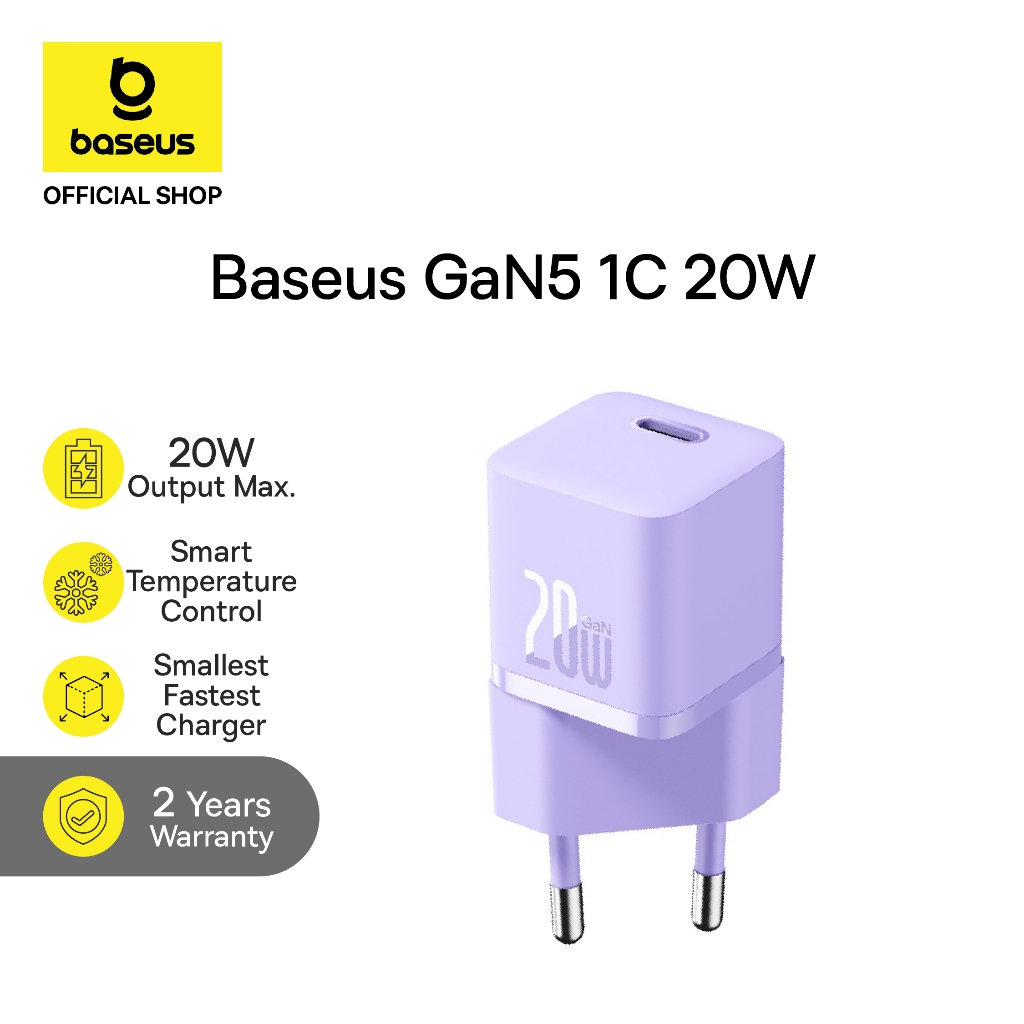 Baseus Charger Type-C GaN5 Fast Charging 20W Mini Travel Charger Cooling System