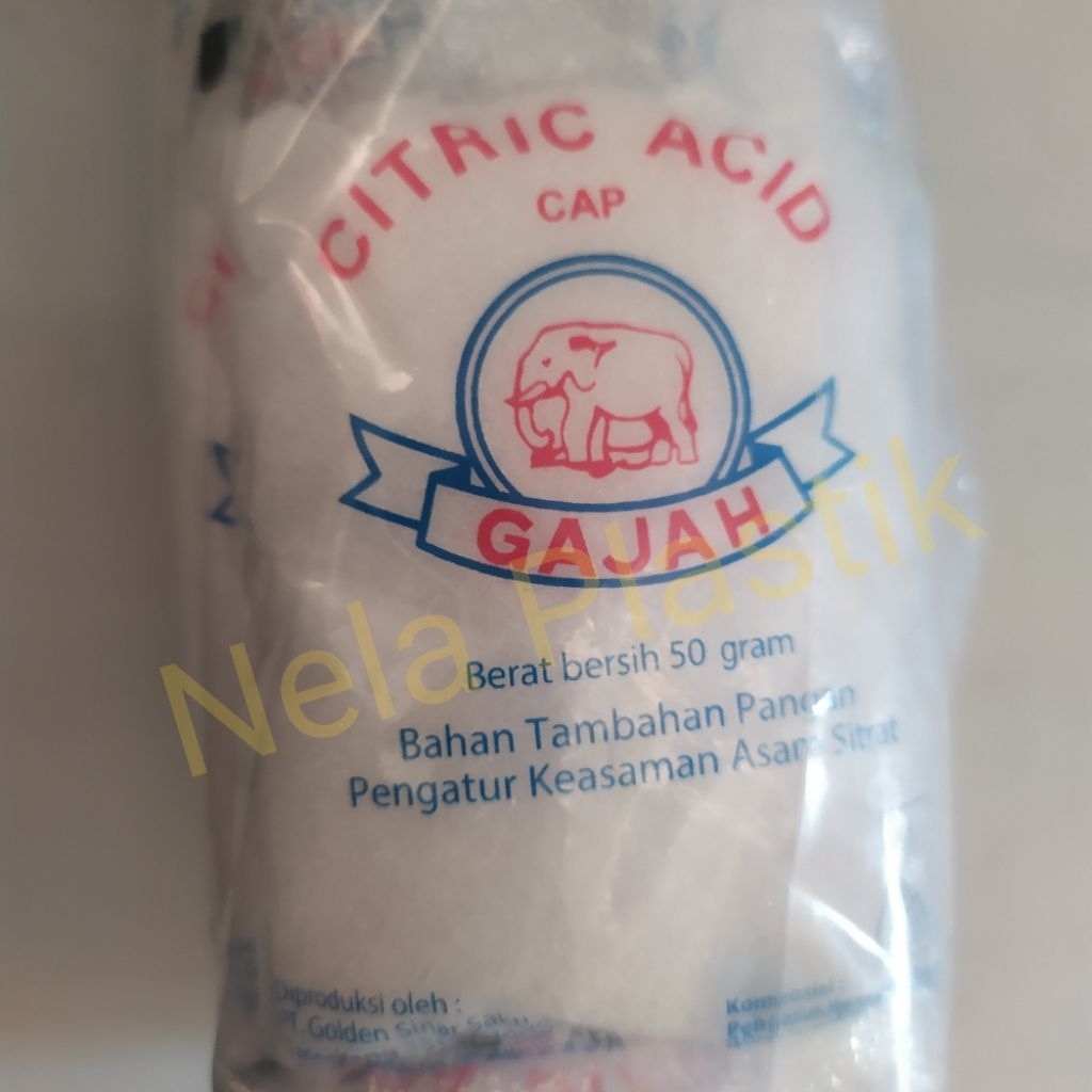 

Citric Acid Sitrun cap Gajah 50grbahan tambahan pangan