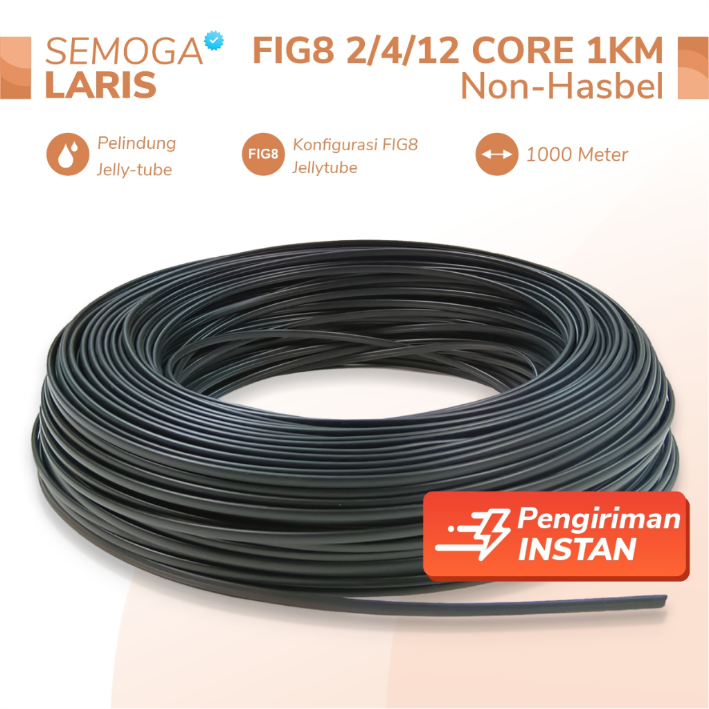 Kabel Jellytube FIG8 2 Core 4 Core 12 Core G652D Siap tarik Potongan 1KM Non-Konektor Non-Hasbel NS2