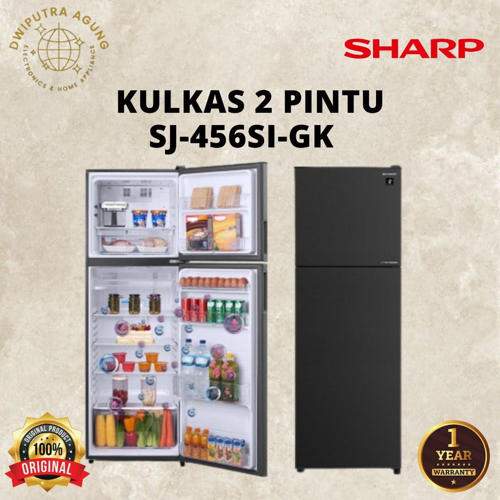 Kulkas Sharp 2 Pintu NEW SJ-456SI-GK / SJ 456SI GK LEMARI ES SJ 456 SI GK