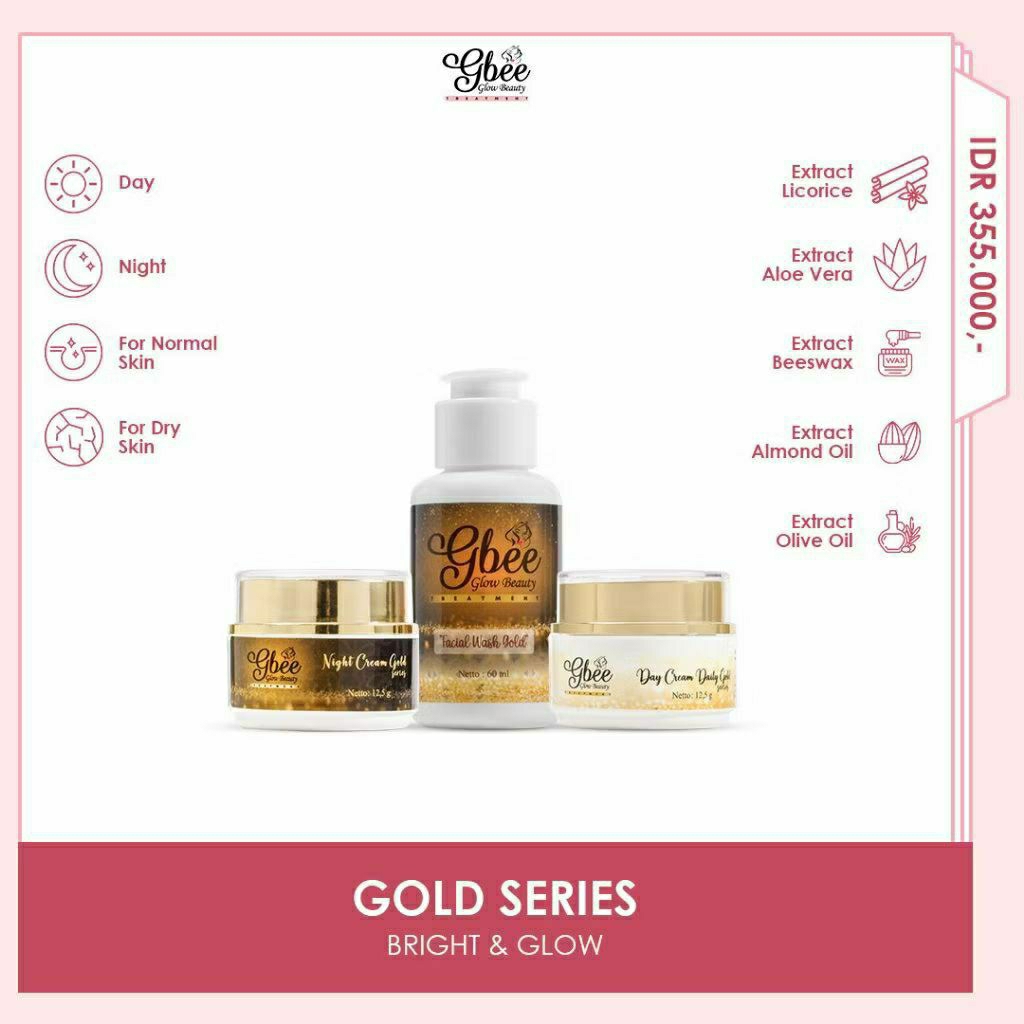 PROMO SKINCARE GBEE GLOW BEAUTY/Paket Kinclong Gold Gbee Glow Beauty/WHITENING/FLEK