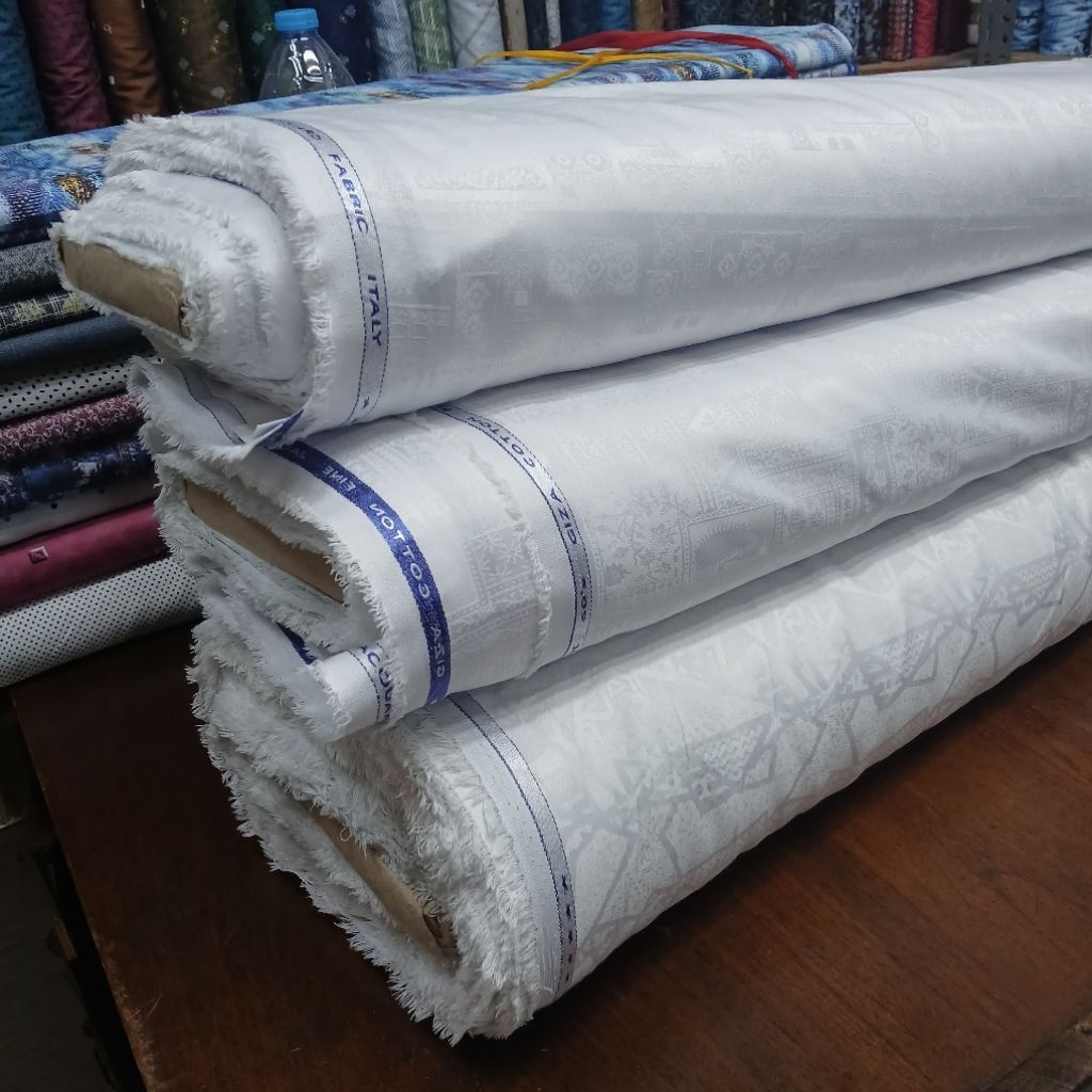 KAIN KATUN PUTIH EMBOSS/KAIN KEMEJA PUTIH EMBOSS ETNIK /KAIN KATUN PUTIH PREMIUM