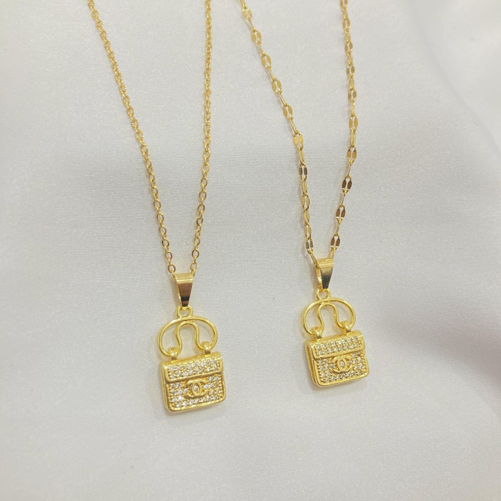 Kalung Liontin Tas Titanium Anti Karat
