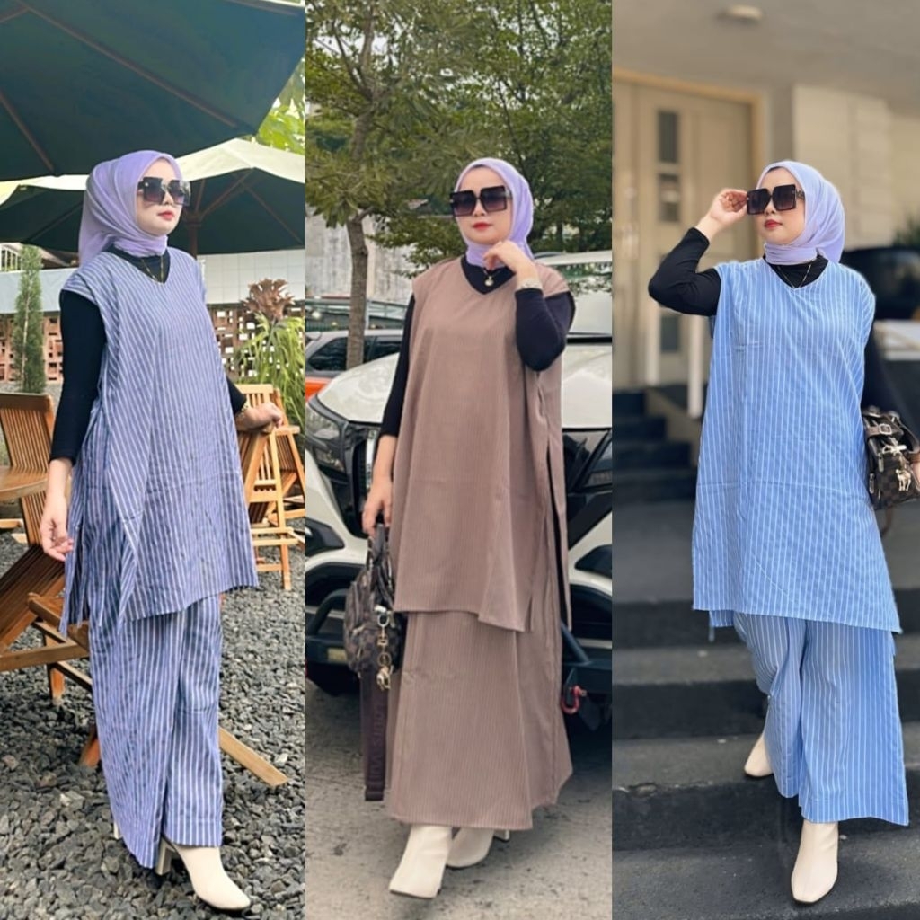 Set Vest Kiandra motif salur // by Calistha