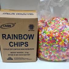 

Rainbow Chips Lagie – Choco Chip Warna Topping Kue Donat Cokelat ½ Bulat repack 100g