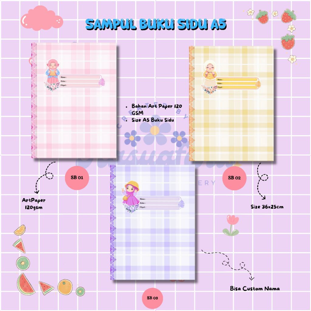 

SAMPUL COVER BUKU AESTHETIC CUSTOM UKURAN SIZE BUKU SIDU A5 KUARTO CANTIK BEST SELLER TERMURAH ALAT TULIS SEKOLAH KANTOR ANAK SD MI SMP SMA KARAKTER LUCU UNIK