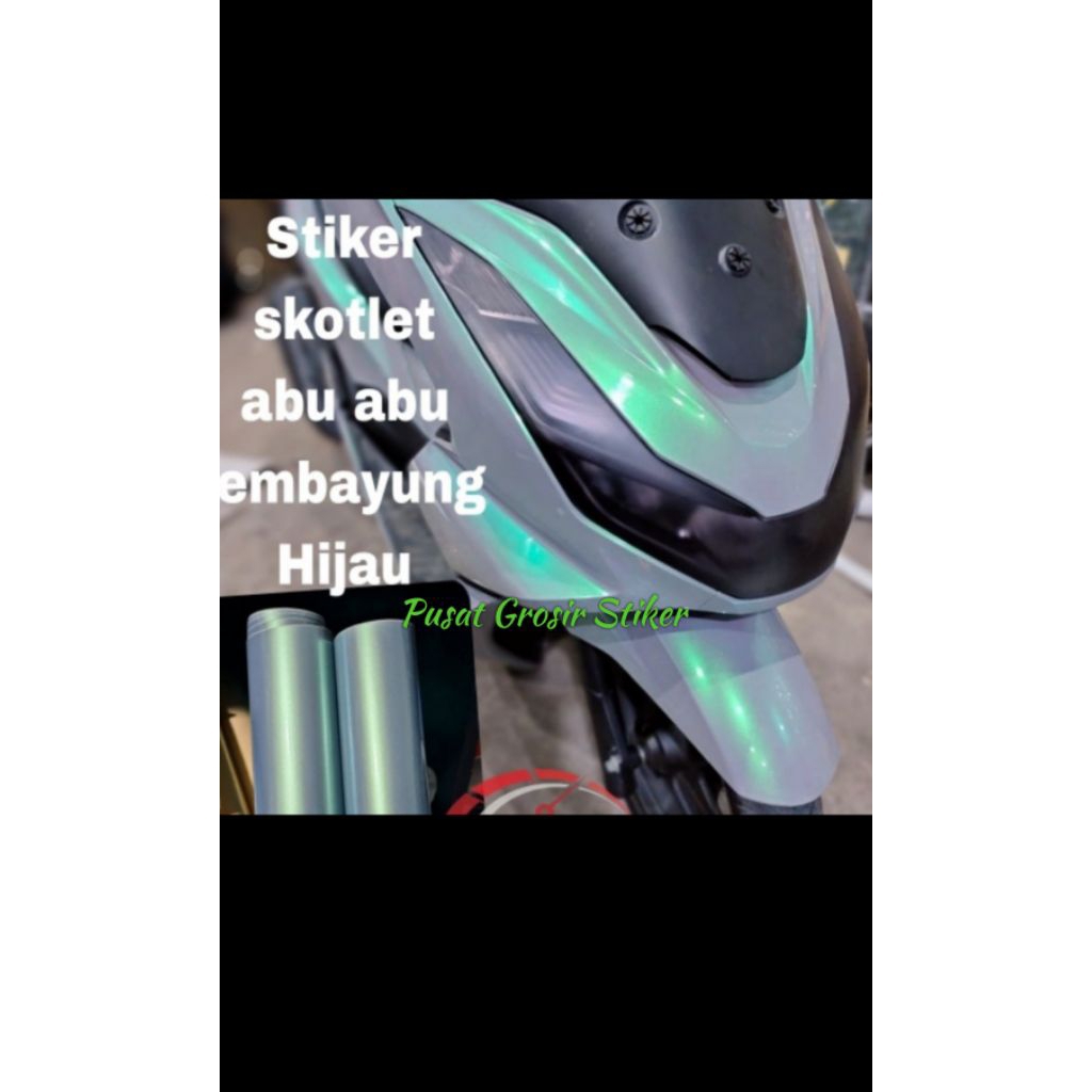 Sticker Scootlite Abu abu Lembayung Hijau chameleon glossy Stiker Skotlet Chameleon