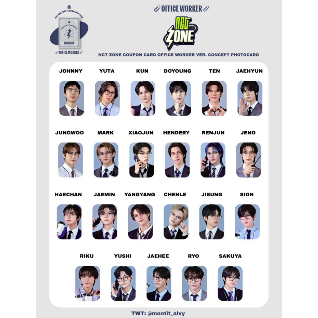 Ready NCT ZONE Office Worker Photocard Official Selca Jungwoo Konsep Johnny Kun Doyoung Jaehyun Jung