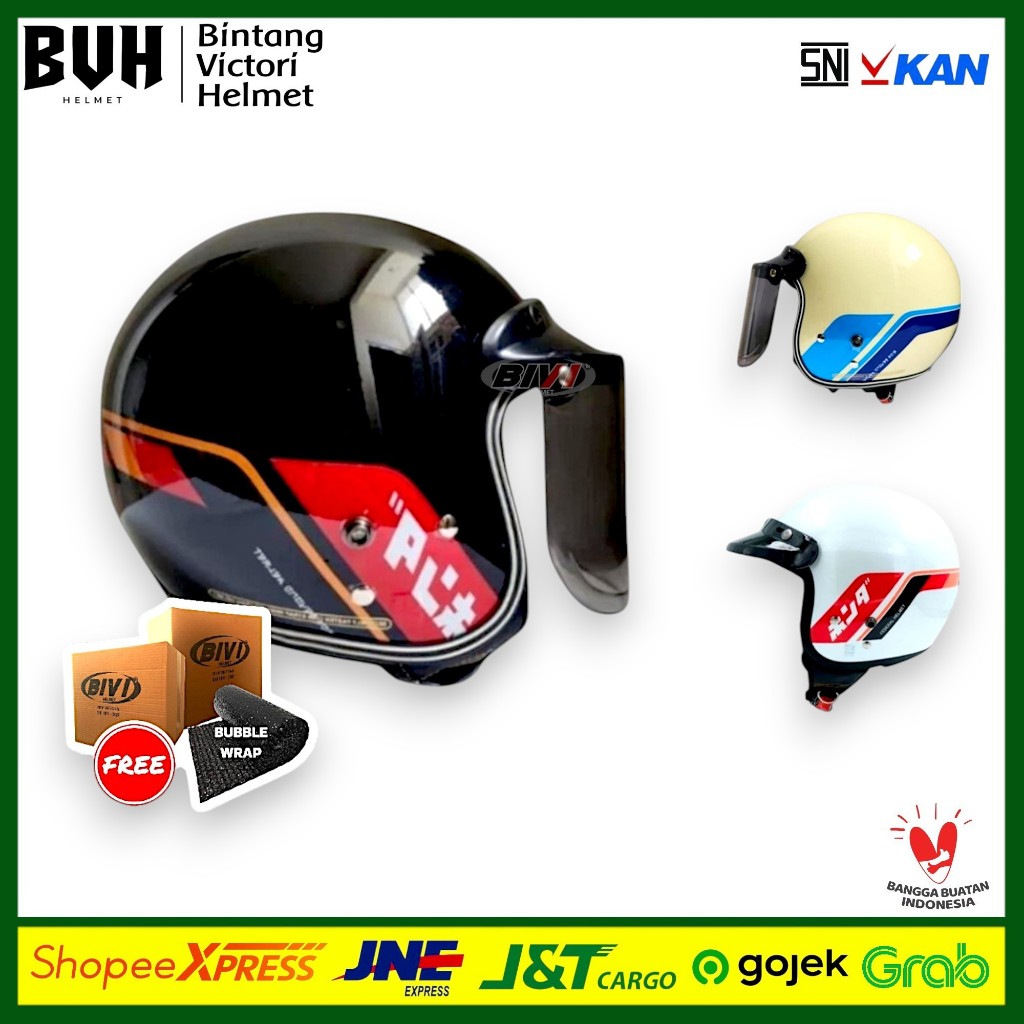 Helm Bogo Vintage Honda SNI BIVI Retro Half Face Dewasa Hijab