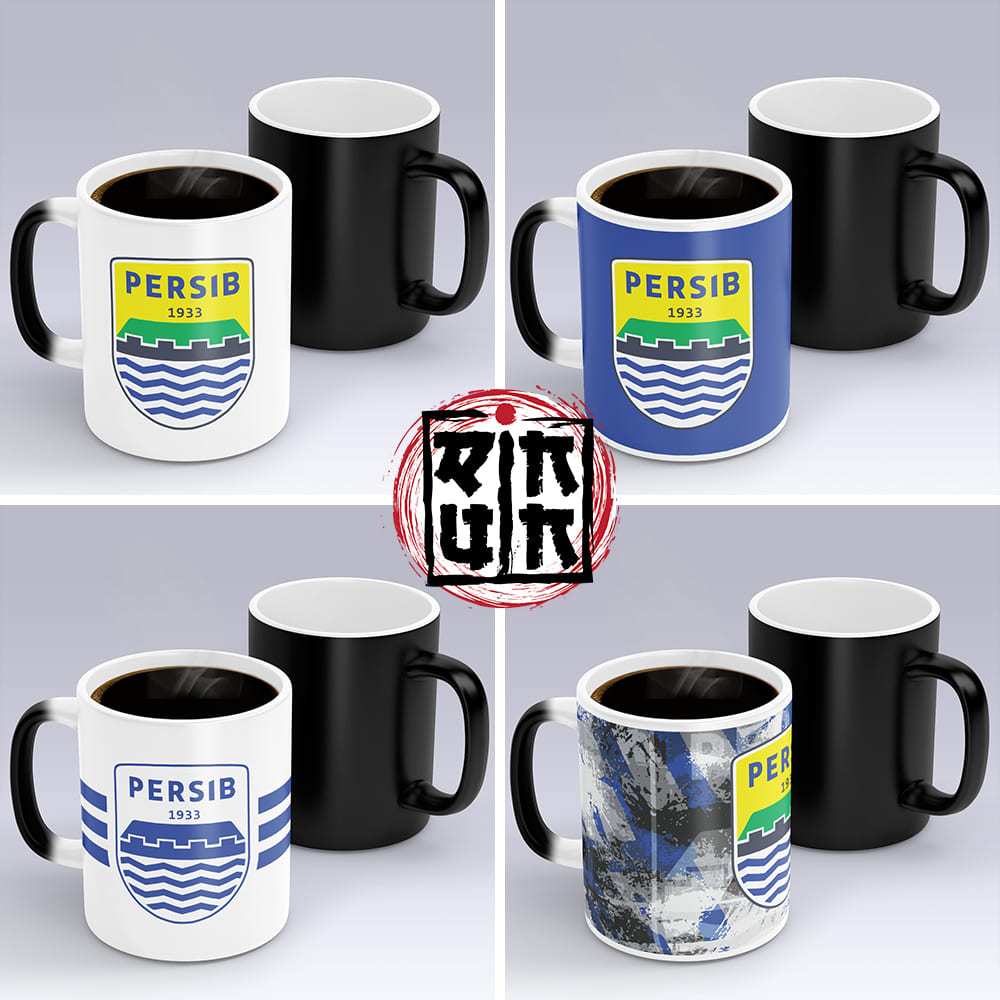 Gelas Cangkir Mug Bunglon / Mug Magic Keramik Persib Bandung Klub Sepak Bola Liga Indonesia Bisa Ber