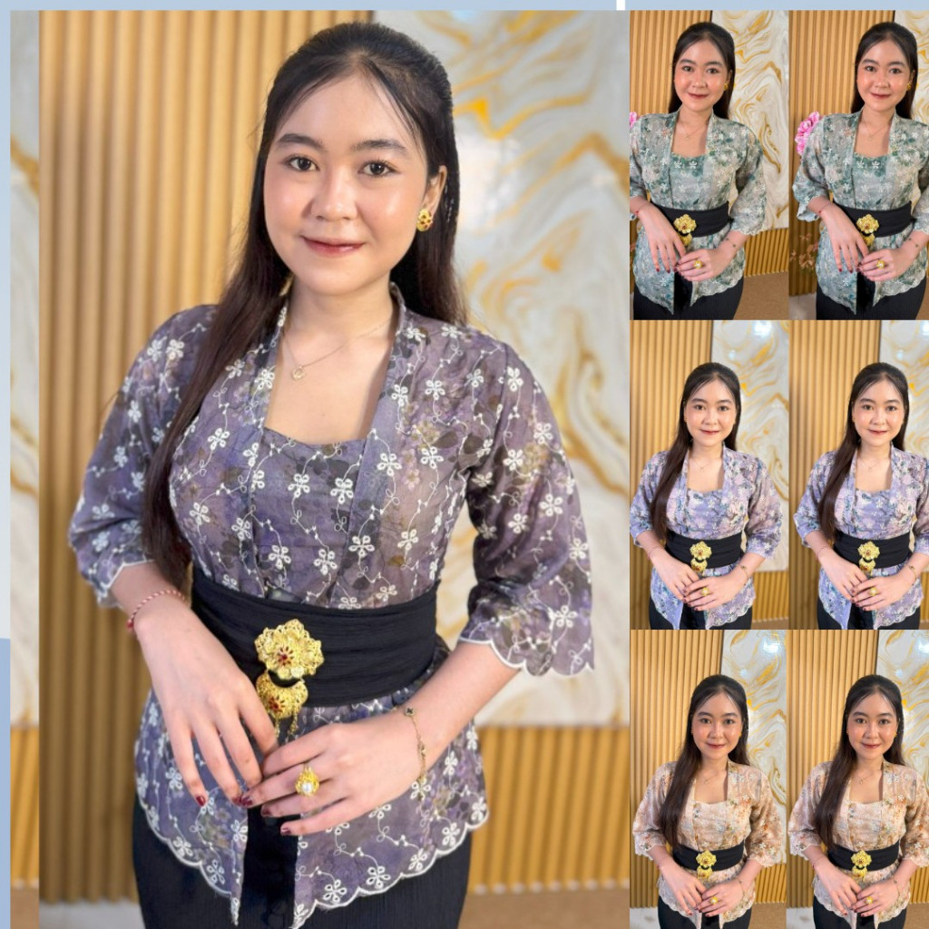 Kebaya sifon bordir ralita Lengan Lonceng/kebaya jadi bali/kebaya KEKINIAN/atasan tradisional ,konda