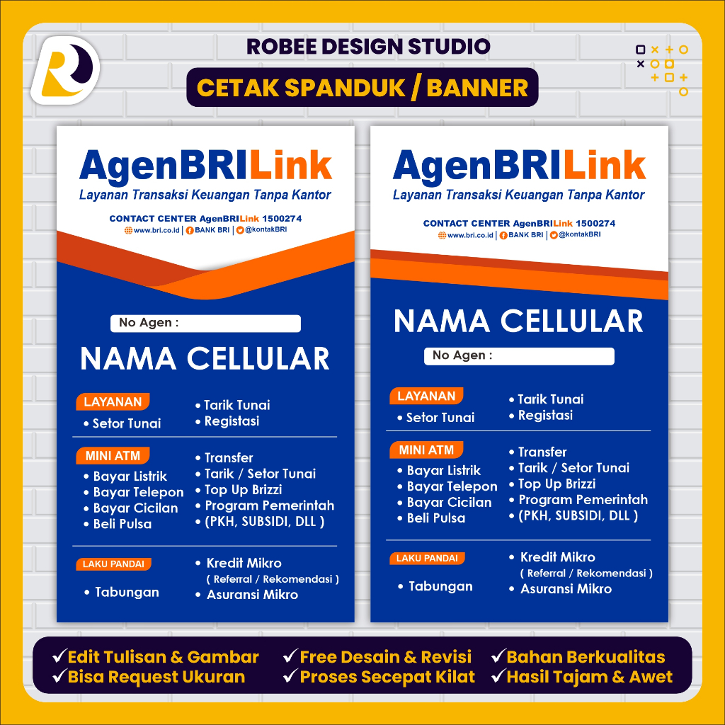 Spanduk Banner Agen BRILink Berdiri Potrait Terbaru