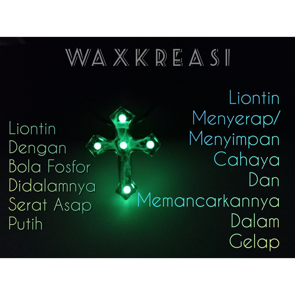 Necklace Kalung Salib Premium Warna Hijau Toska Luminous