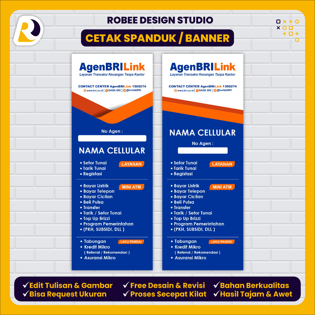 Spanduk Banner Agen BRILink X Banner/ Stand Banner - Ukuran 60x160cm